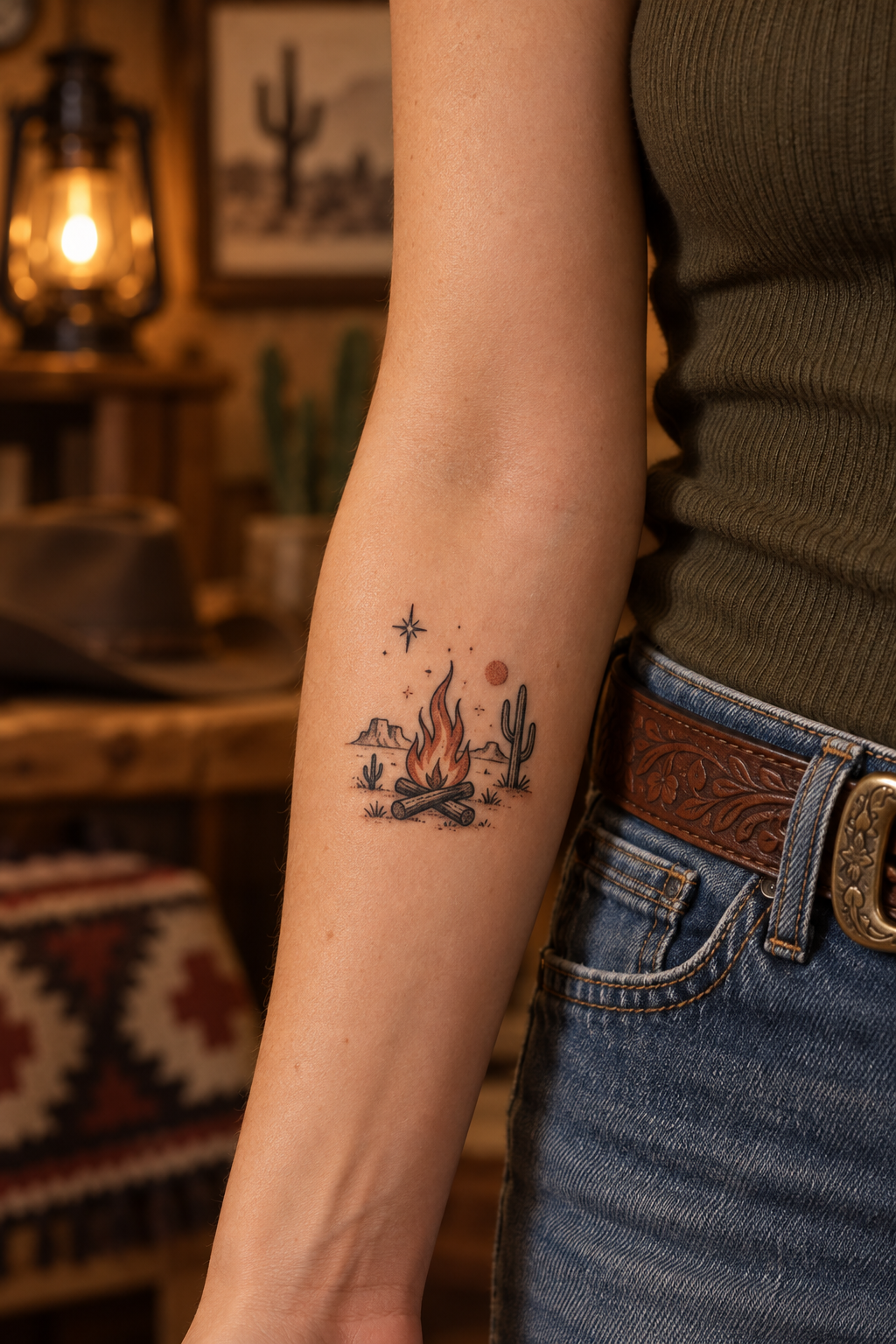 Rustic Campfire small western tattoos idea