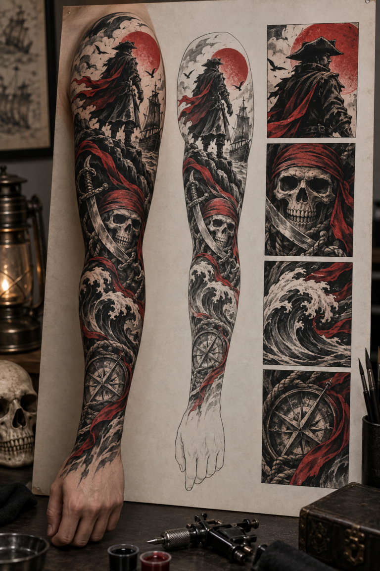 One Piece tattoo ideas featured sleeve concept