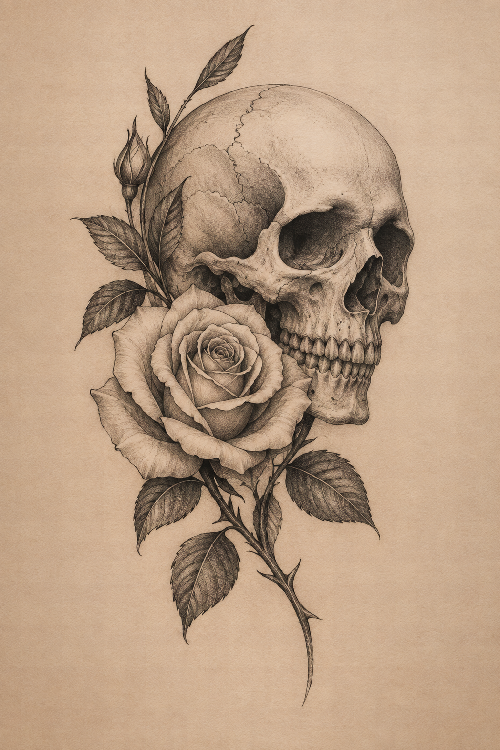 skull and rose pairing tiny memento mori tattoos