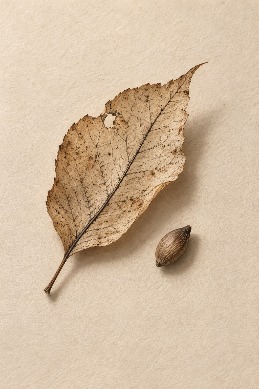 fallen leaf and seed tiny memento mori tattoos