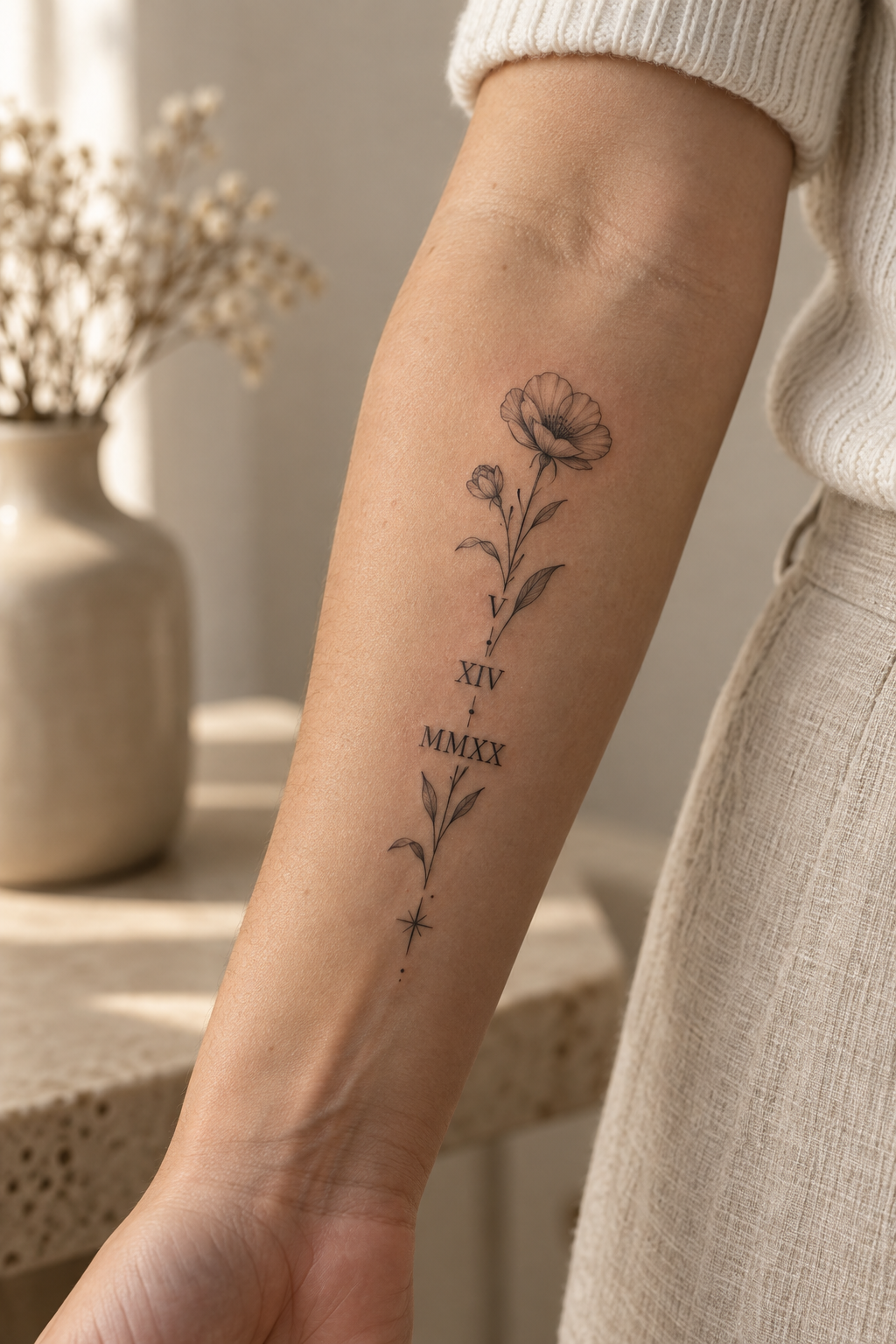 roman numeral remembrance mark tiny memento mori tattoos