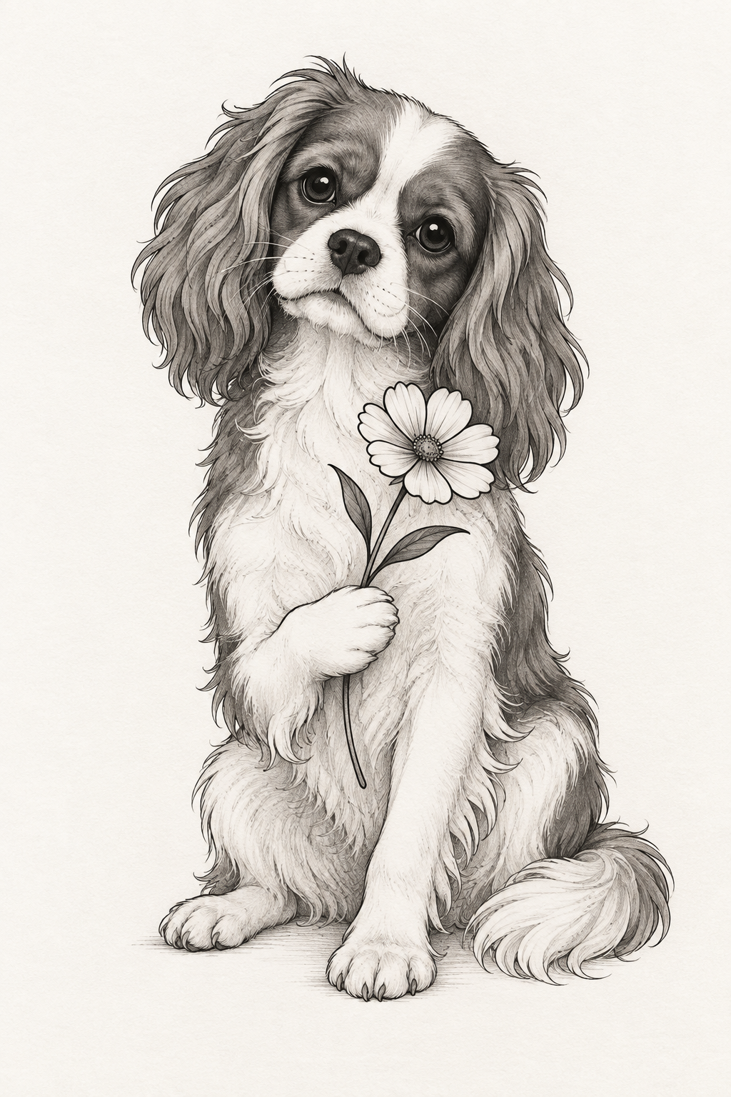 Dog with a Flower small dog tattoo ideas concept