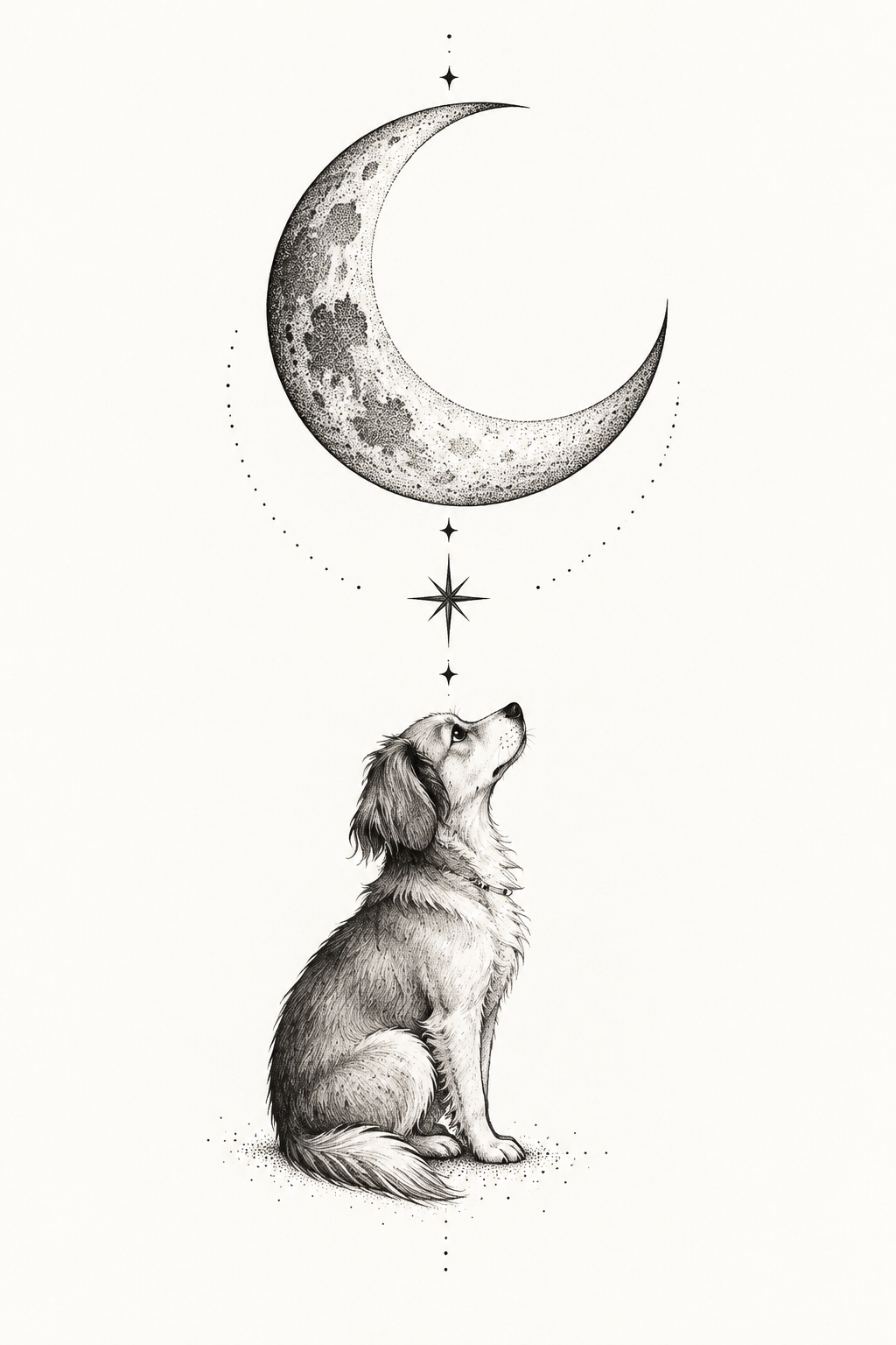 Dog and Moon small dog tattoo ideas concept