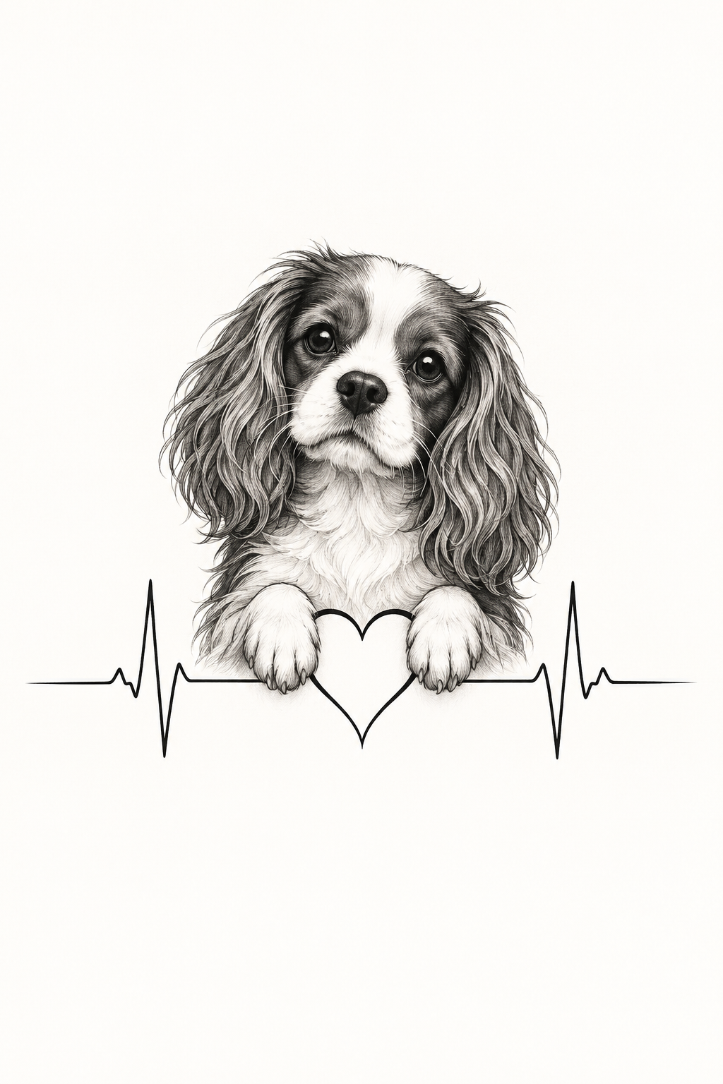 Dog with a Heartbeat Line small dog tattoo ideas concept