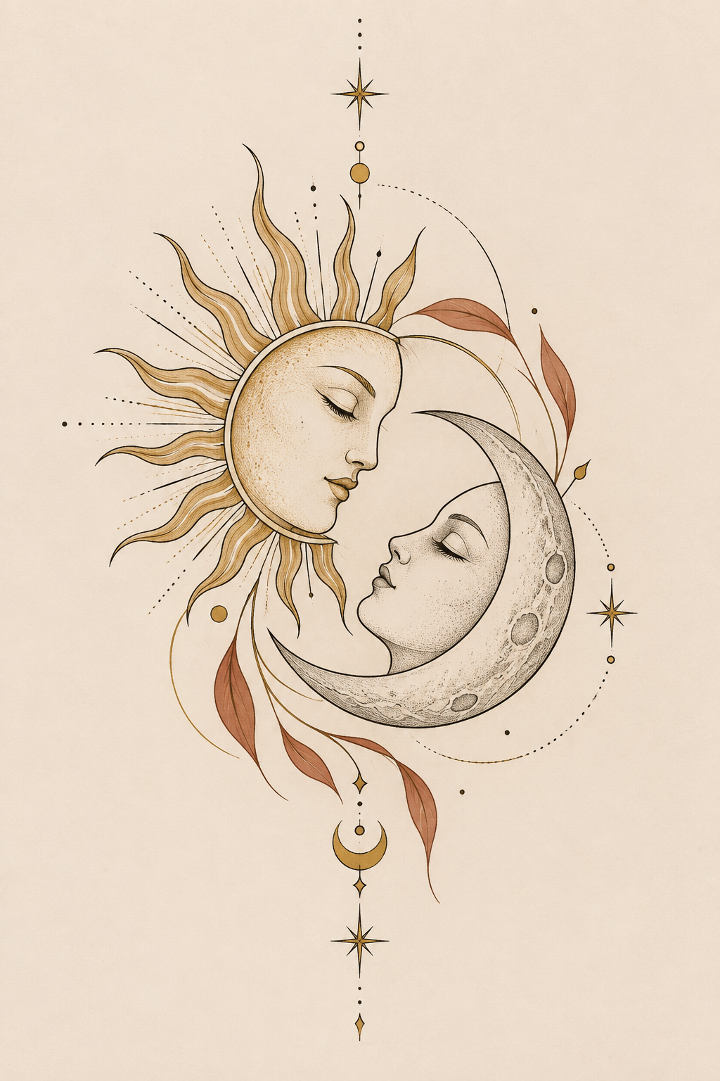 Minimalist Sun & Moon: Balance in Friendship