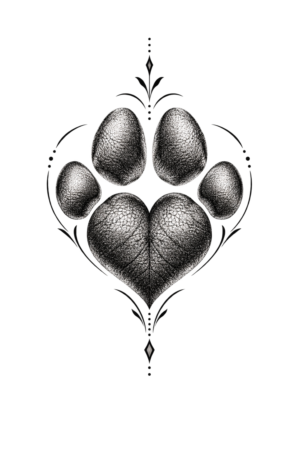 Paw-Print Heart small henna tattoos concept