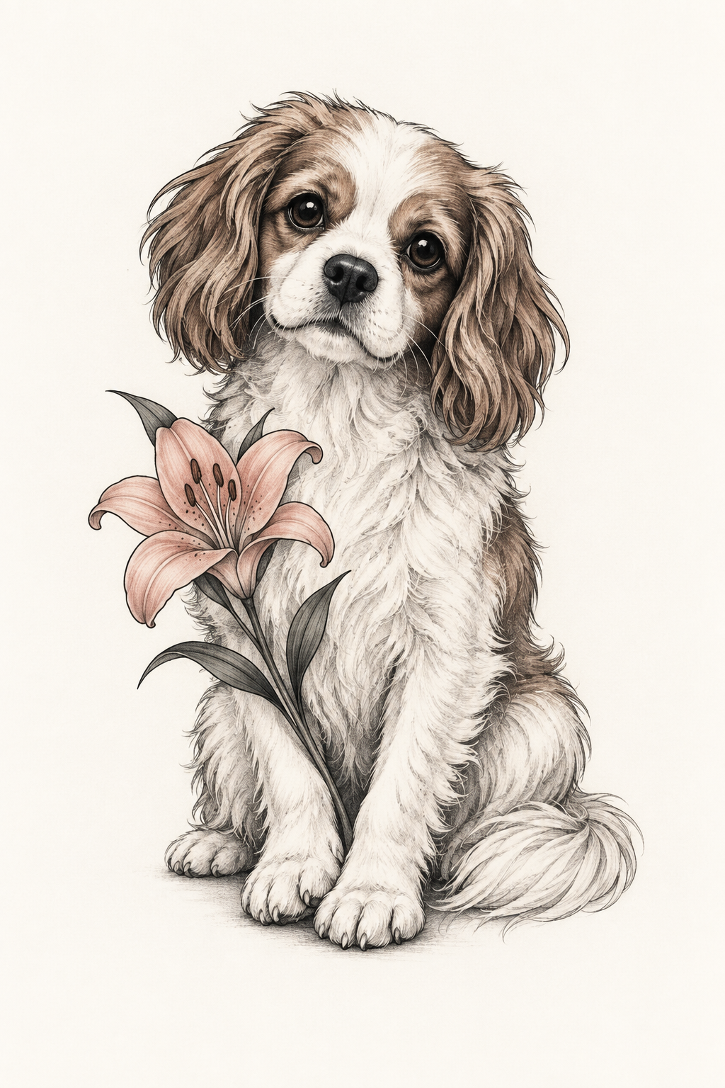 Dog with a Flower small henna tattoos concept