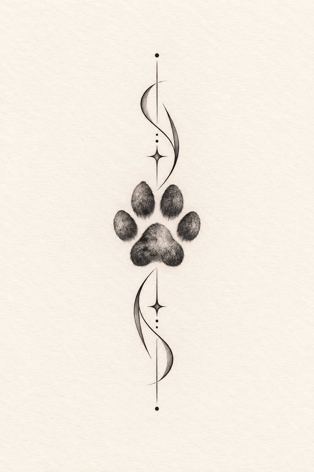 Tiny Paw and Initials small henna tattoos concept