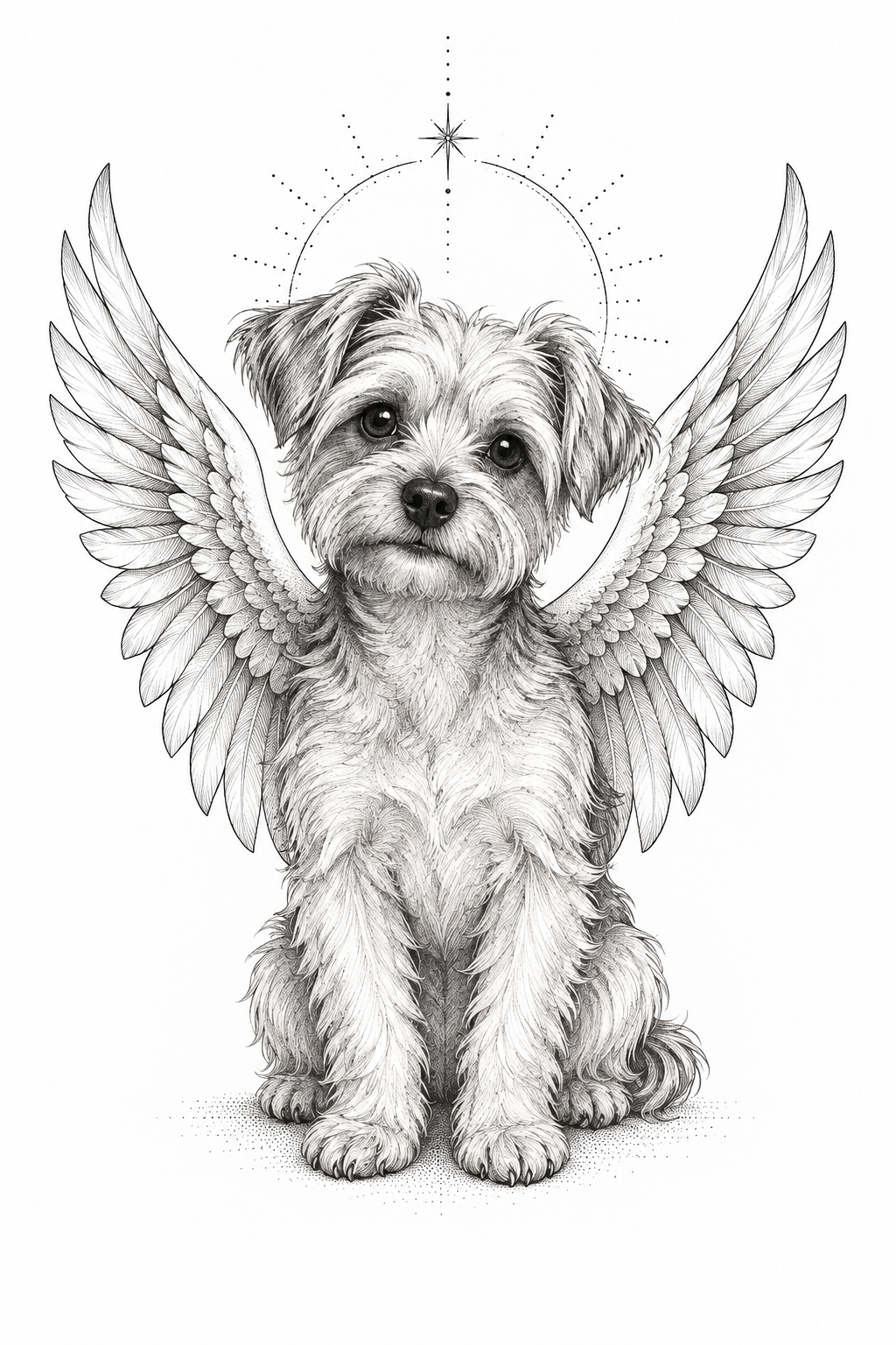 Dog with Wings small henna tattoos concept