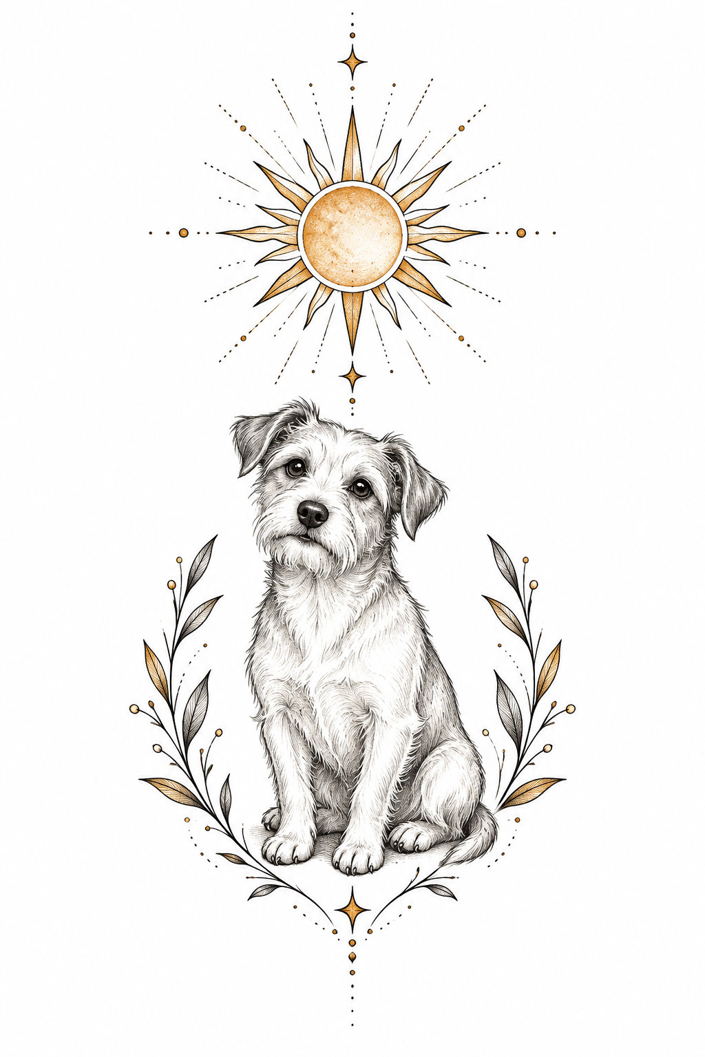 Dog and Sun small henna tattoos concept