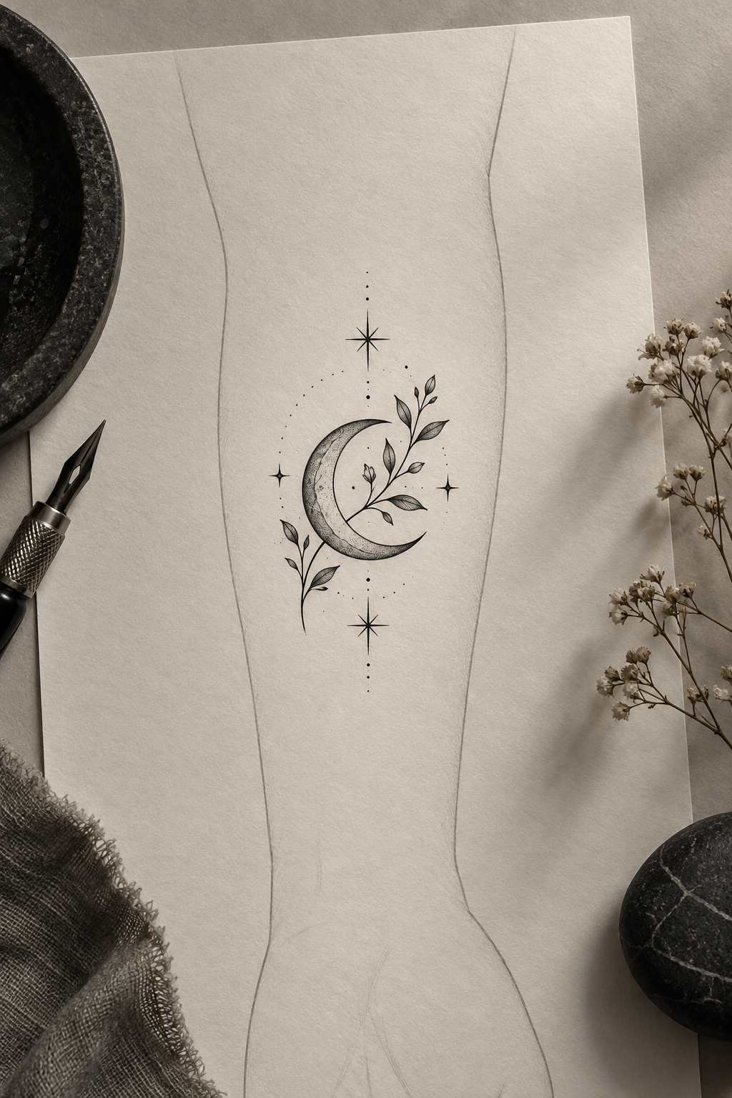 Moon with clouds small moon tattoo idea