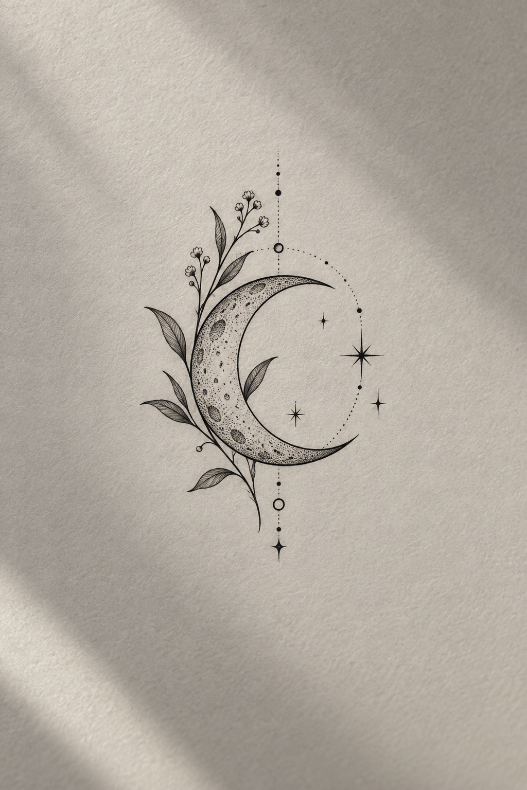 Floral moon small moon tattoo idea