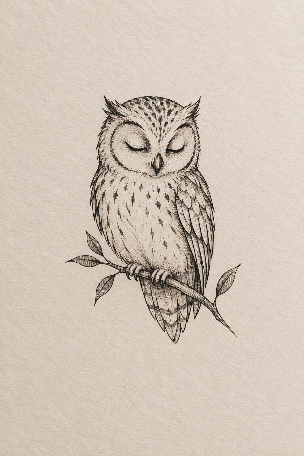 small tattoos for men: serene owl tattoo idea