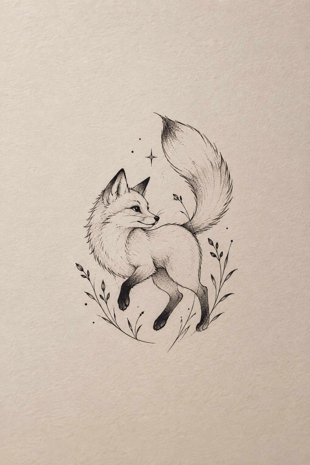 small tattoos for men: playful fox tattoo idea