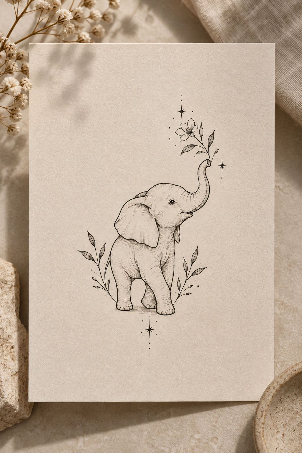 small tattoos for men: gentle elephant tattoo idea