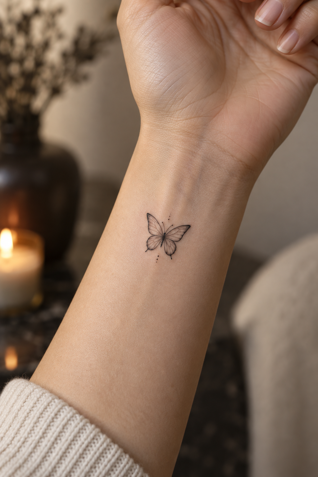 Minimalist Butterfly small wrist tattoo idea