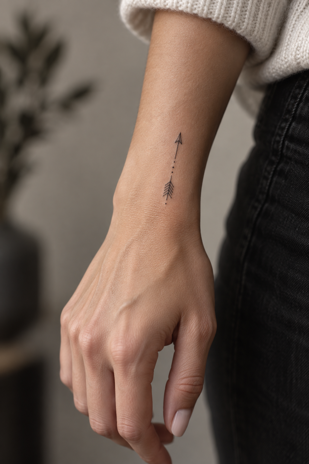 Fine-Line Arrow small wrist tattoo idea