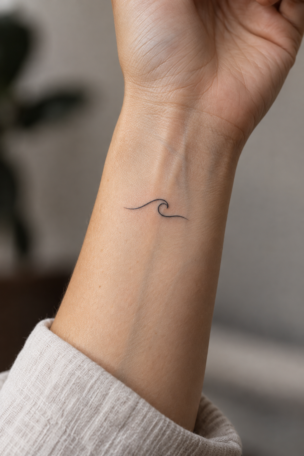 Tiny Wave small wrist tattoo idea