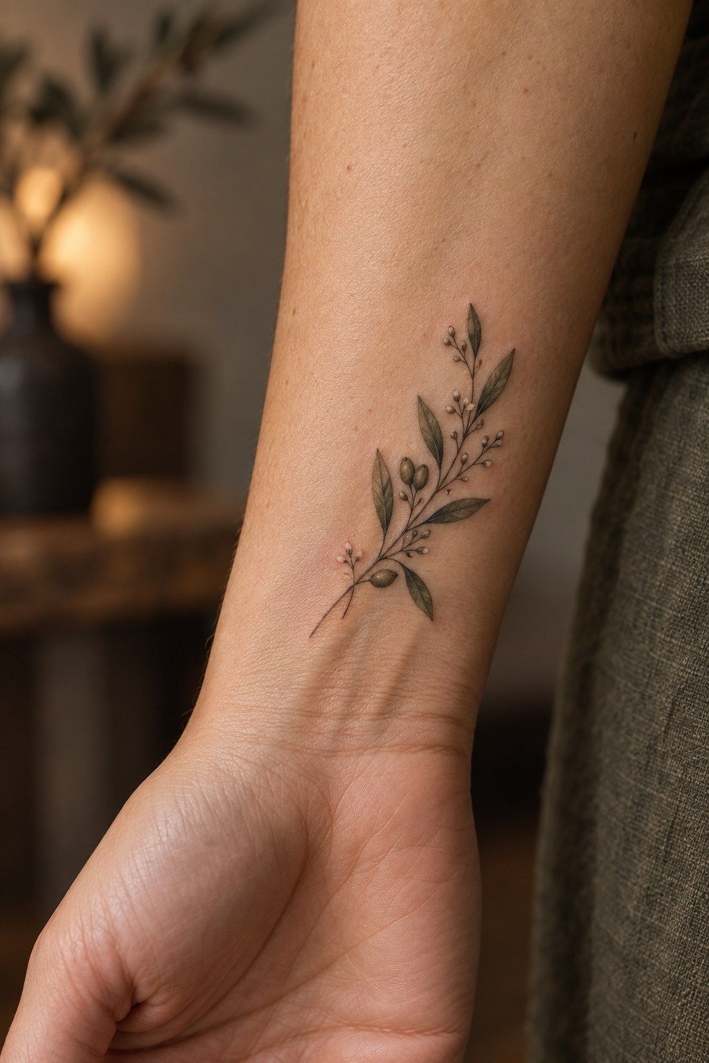 Botanical Sprig small wrist tattoo idea