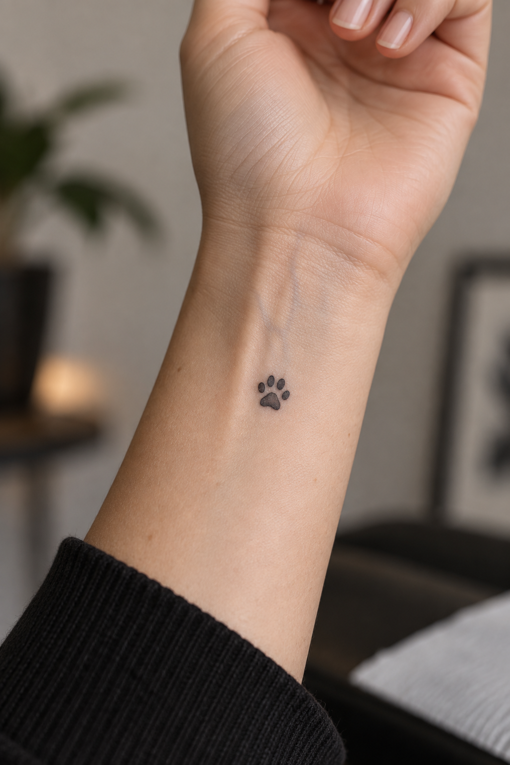 Tiny Paw Print small wrist tattoo idea
