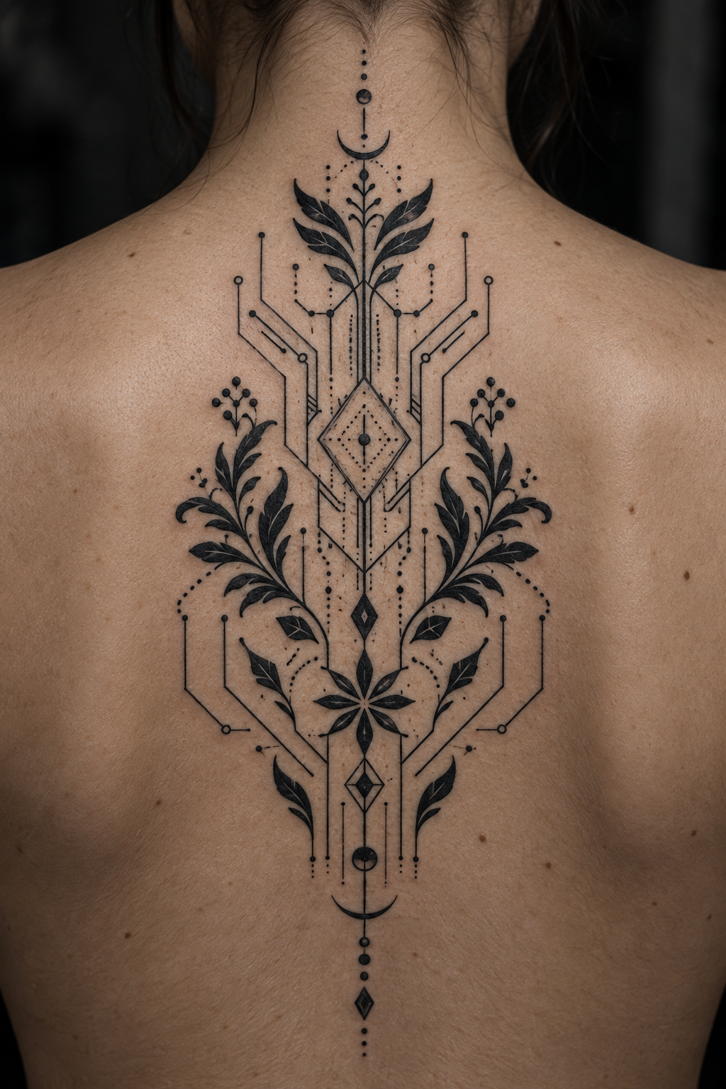 Symmetrical cyber motif cyber folk tattoo designs