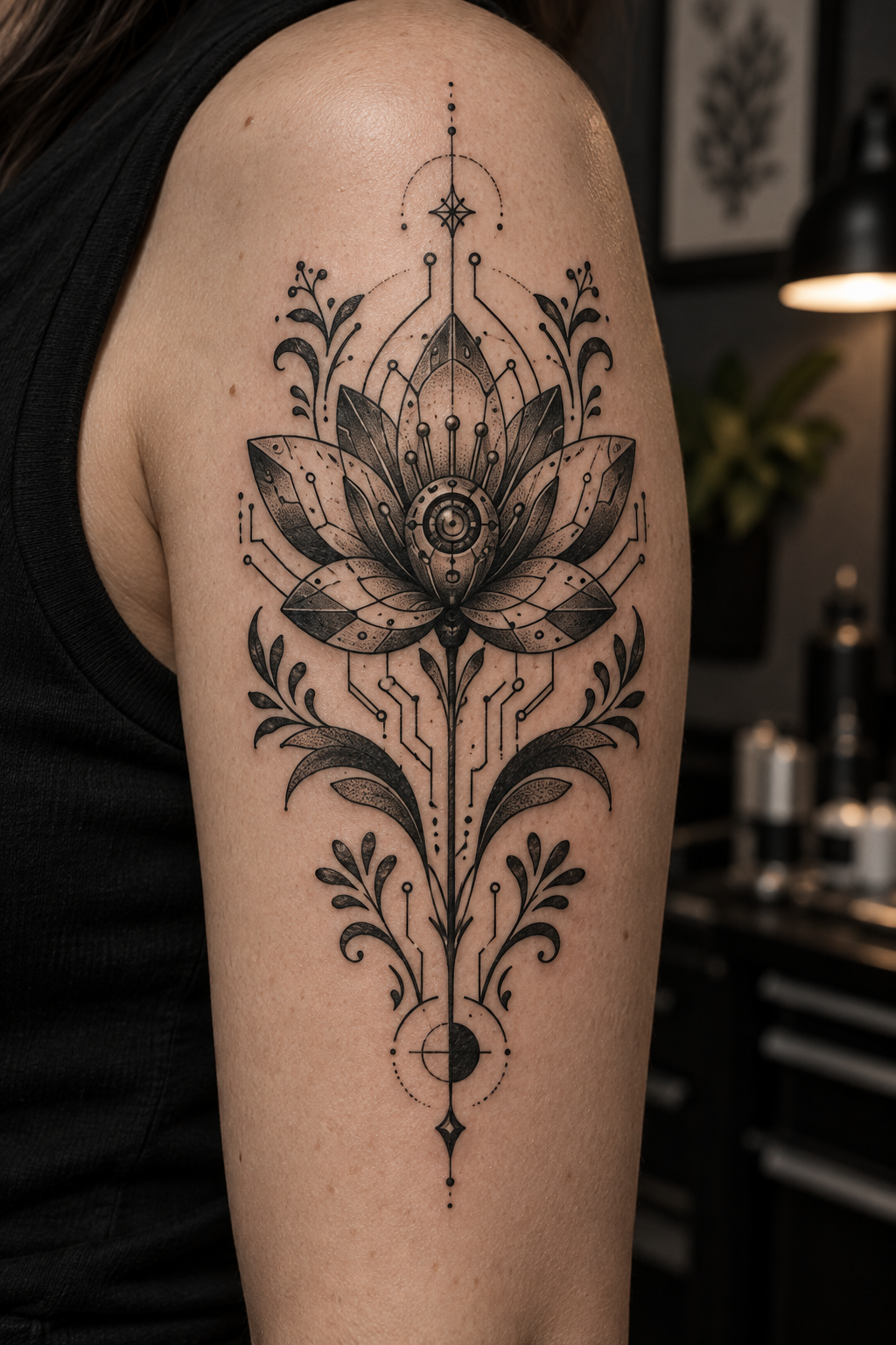 Decorative cyber flower cyber folk tattoo designs