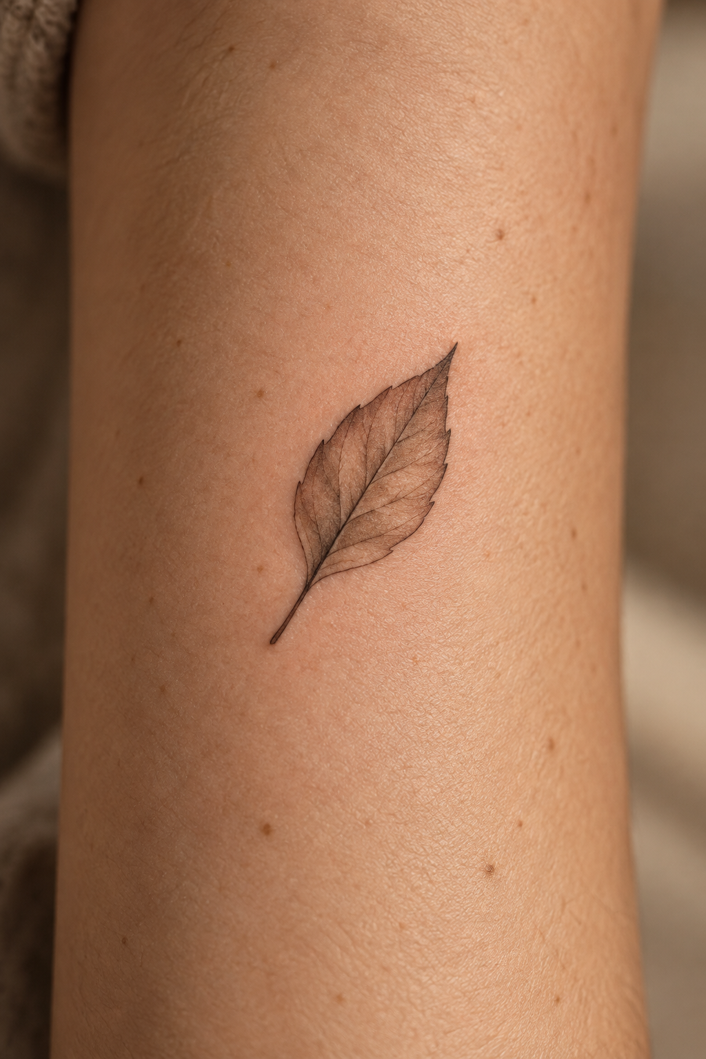 Minimalist Tiny Leaf maple leaf tattoo idea