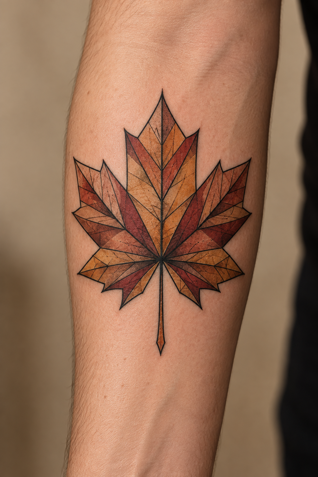 Geometric Maple Leaf maple leaf tattoo idea