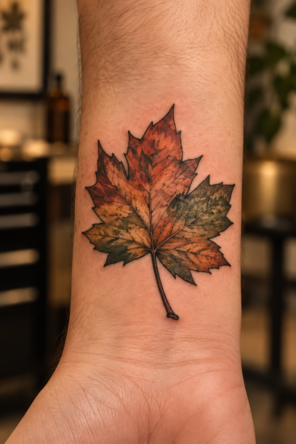 Maple Leaf on the Wrist maple leaf tattoo idea
