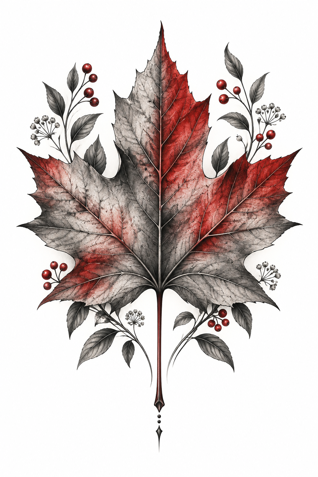 Word-Filled Leaf maple leaf tattoo idea