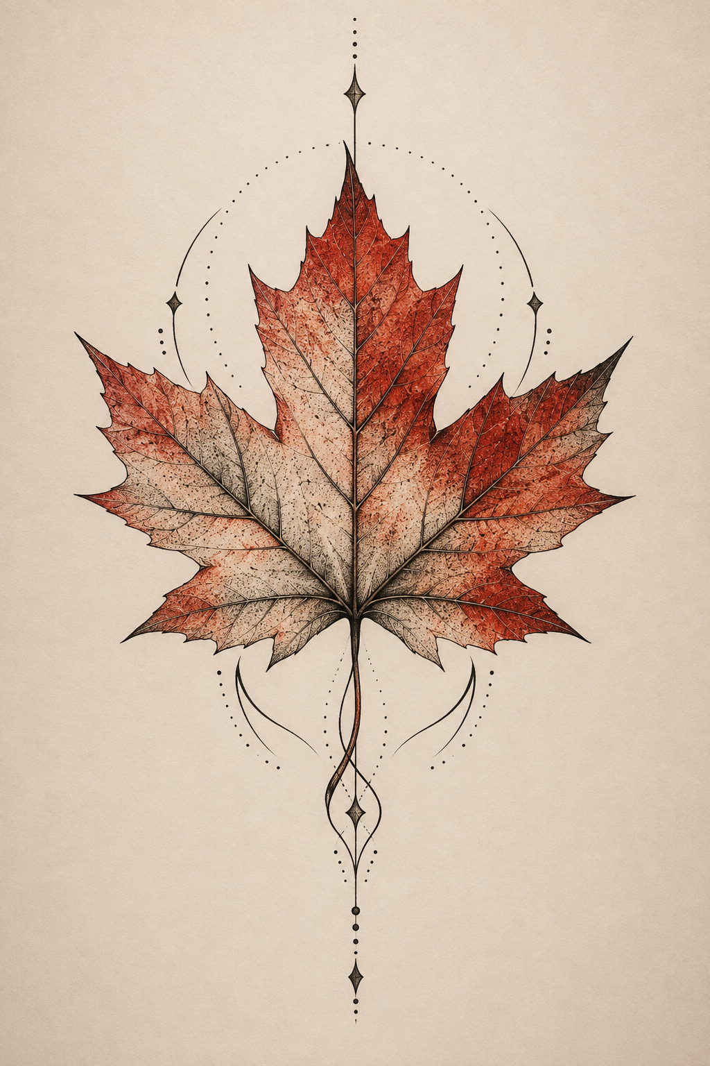Realistic Shoulder Leaf maple leaf tattoo idea