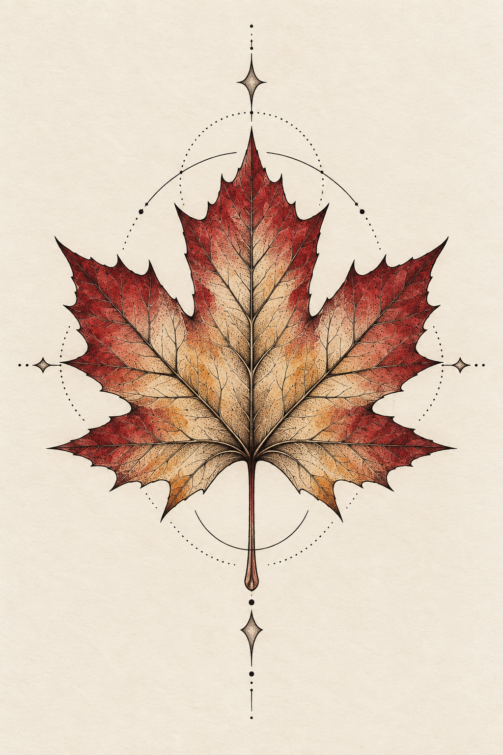 Mountain Silhouette maple leaf tattoo idea