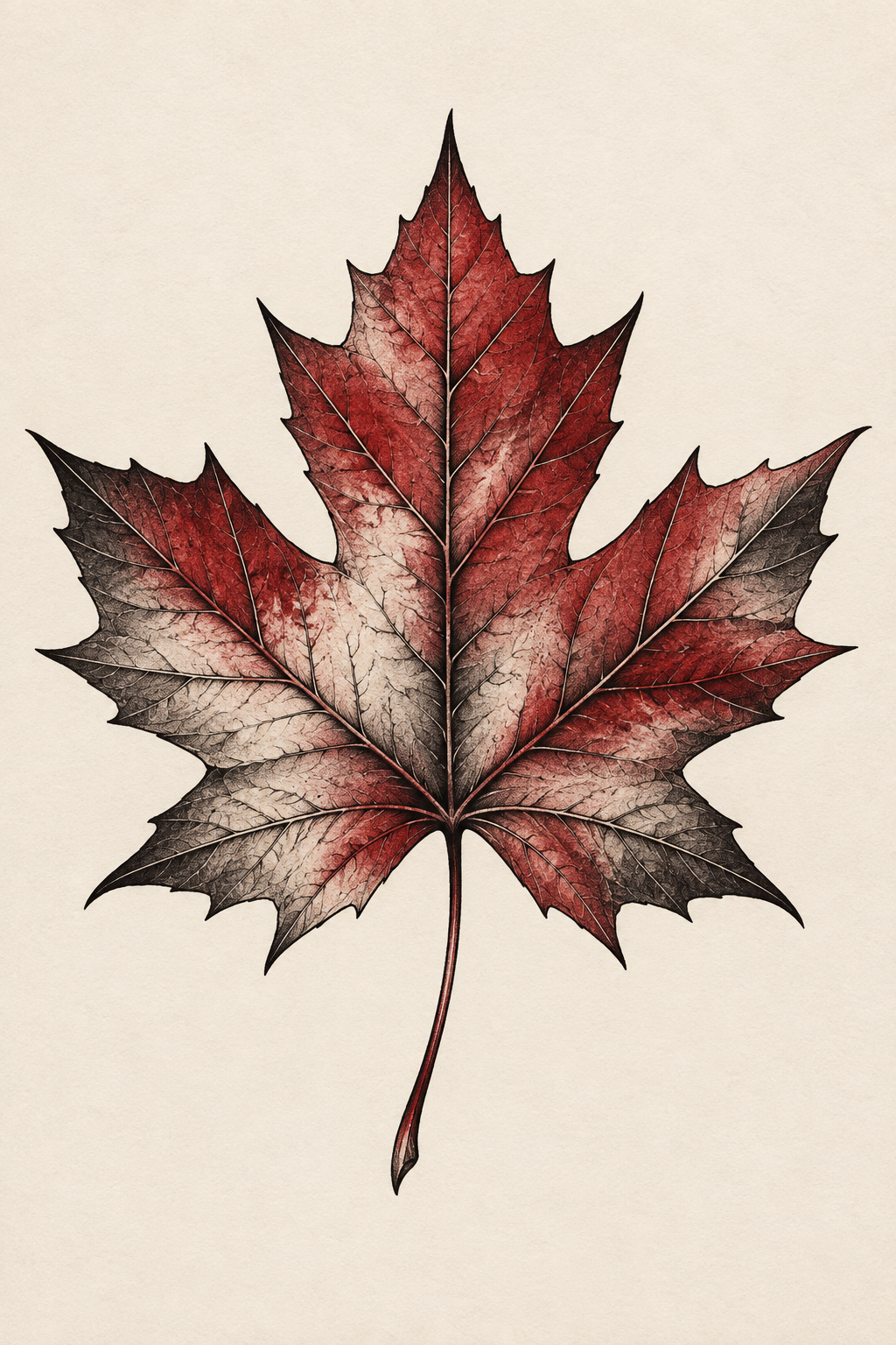 Minimal Outline Leaf maple leaf tattoo idea