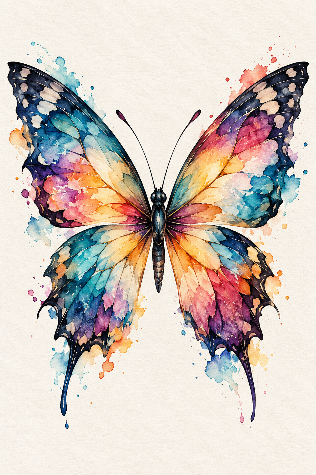 Colorful Butterfly watercolor tattoo idea