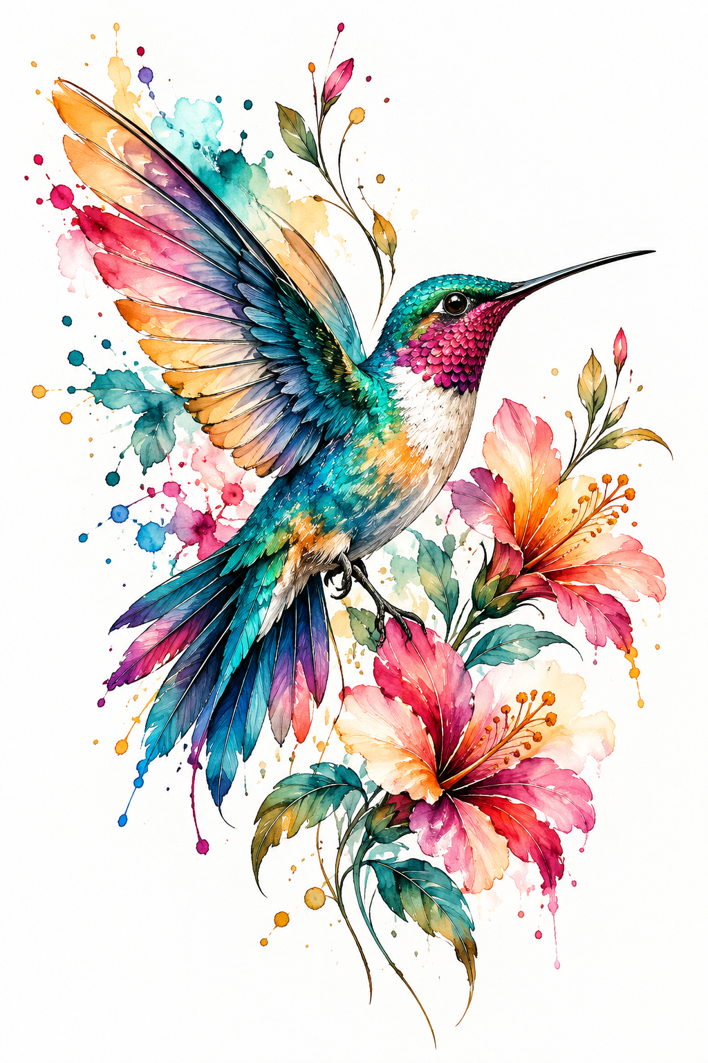 Watercolor Hummingbird watercolor tattoo idea
