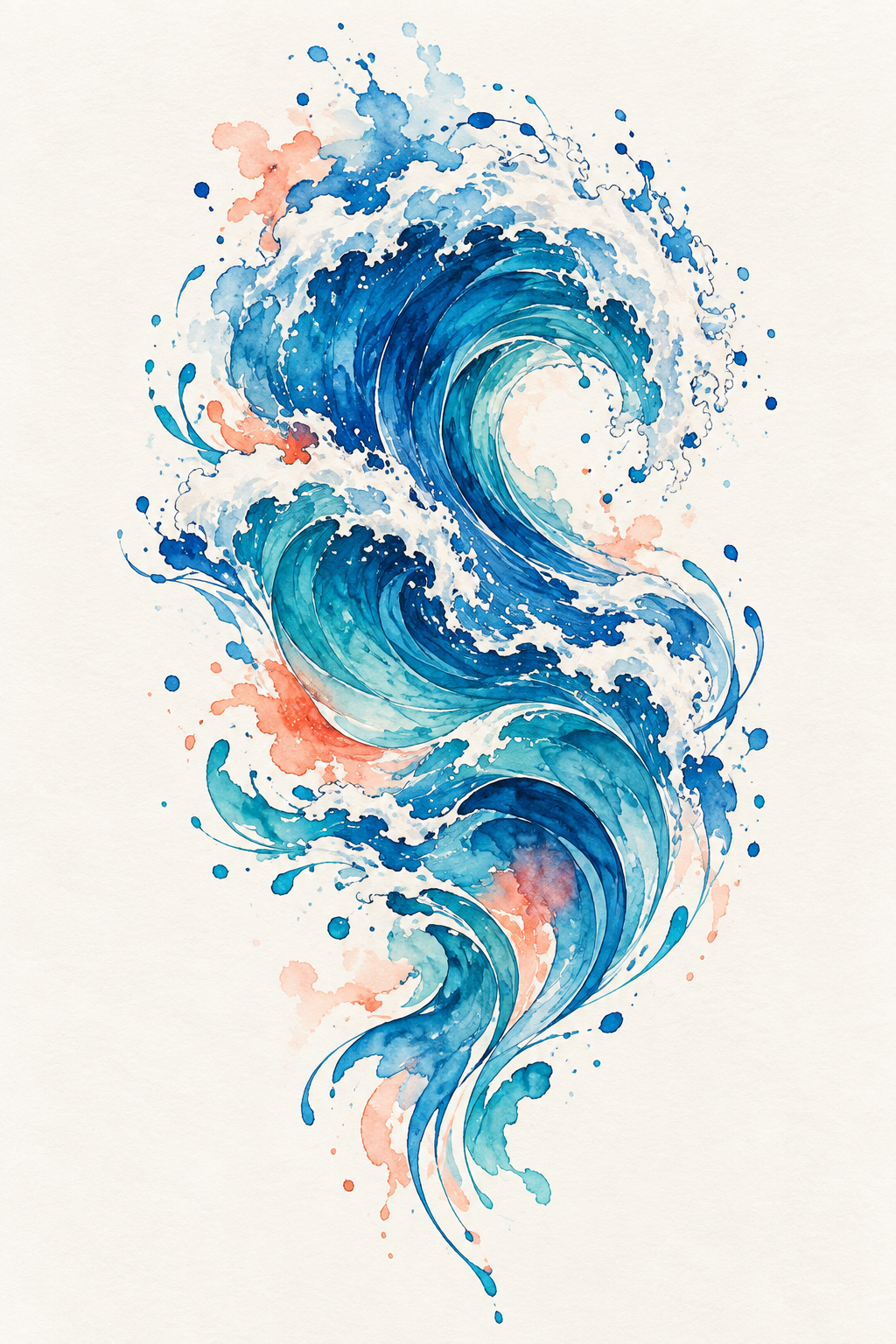 Ocean Wave watercolor tattoo idea