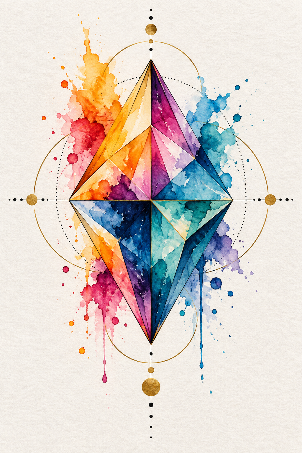 Colorful Geometric Shape watercolor tattoo idea