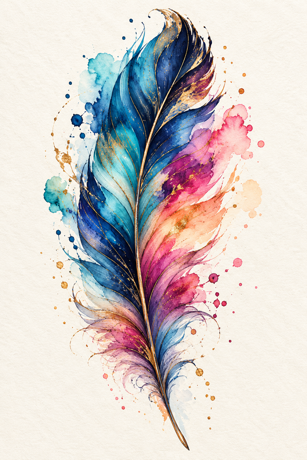 Painted Feather watercolor tattoo idea