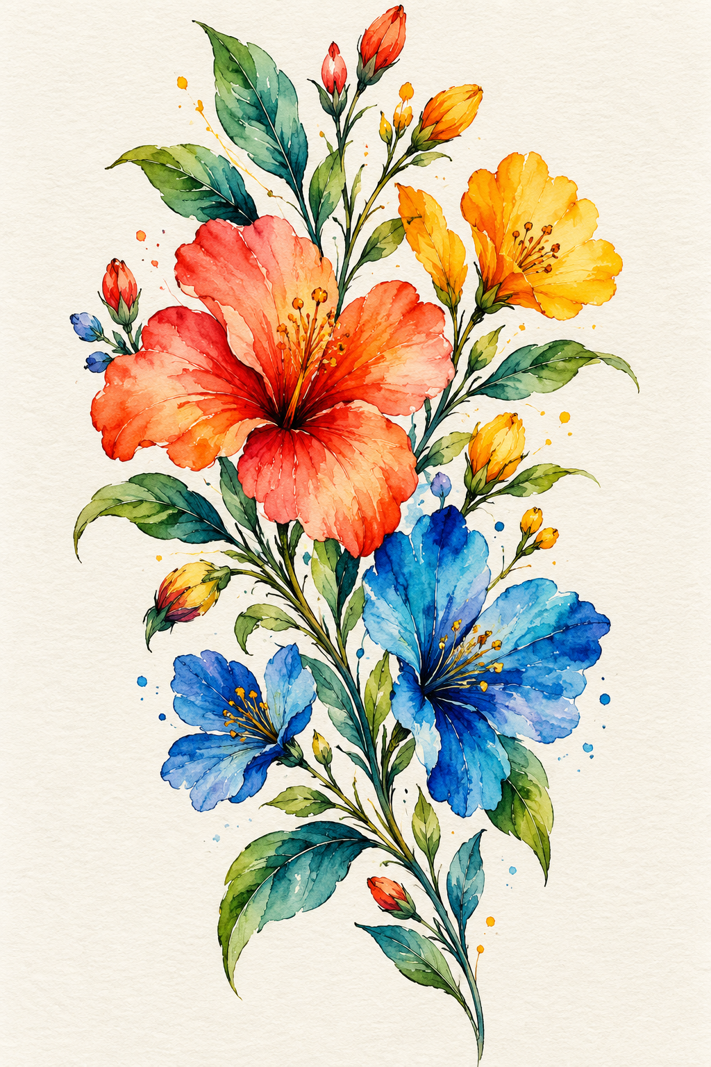 Bright Botanical Sprig watercolor tattoo idea