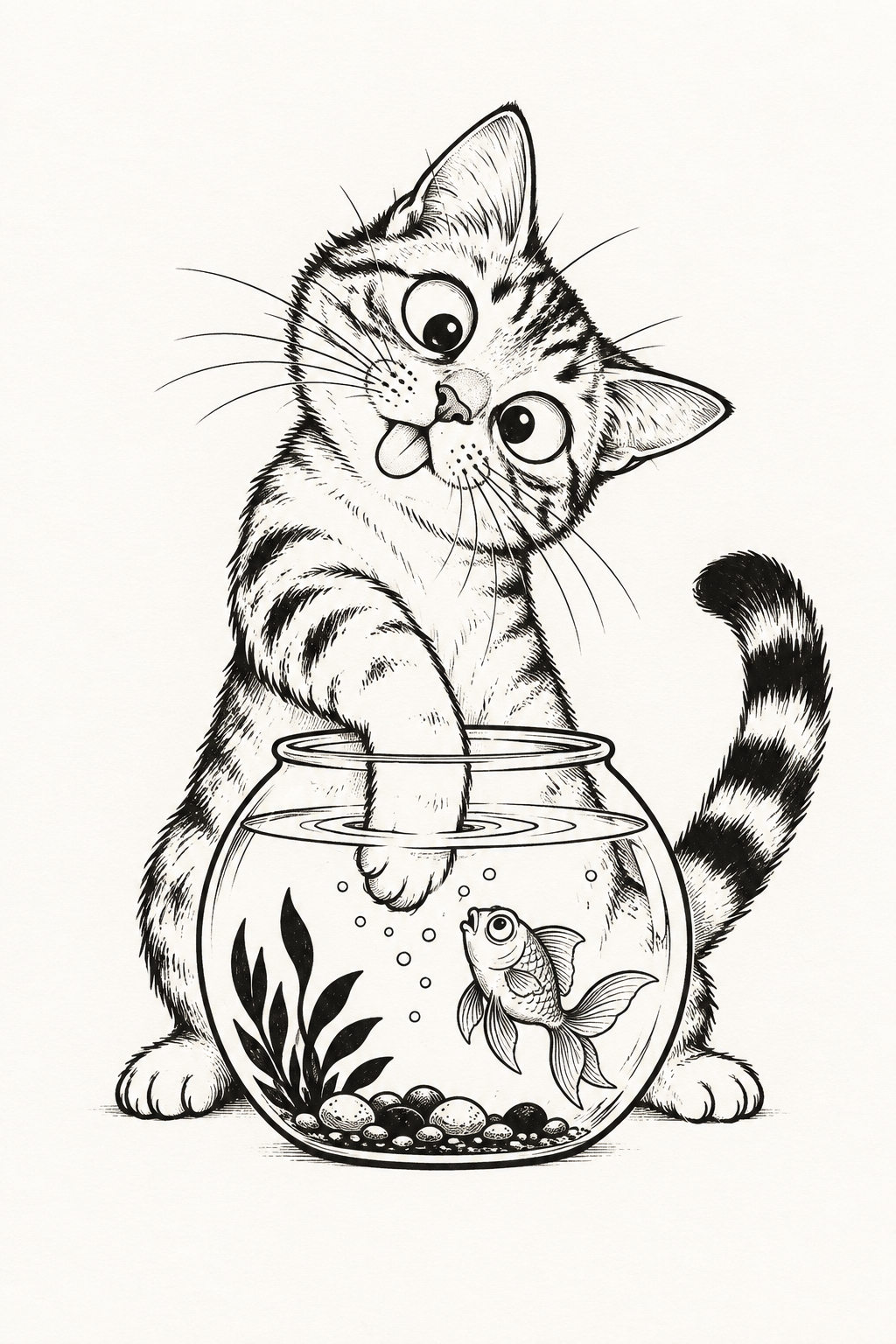 funny small tattoos idea: silly cat