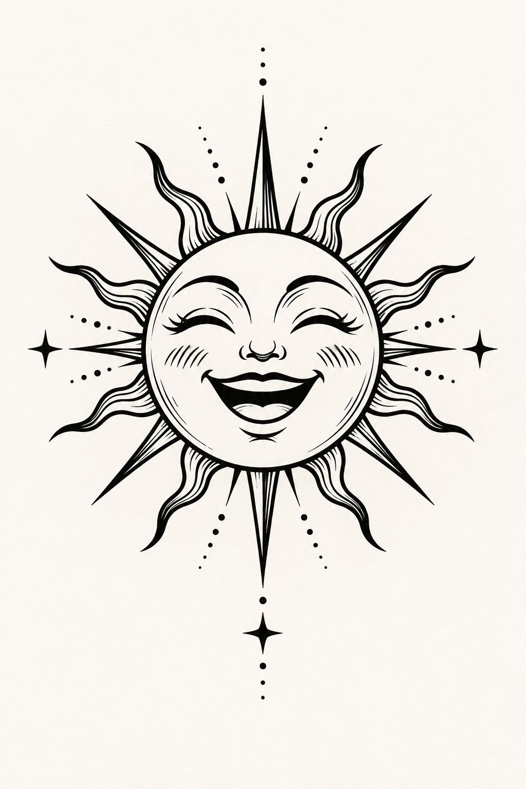 funny small tattoos idea: laughing sun