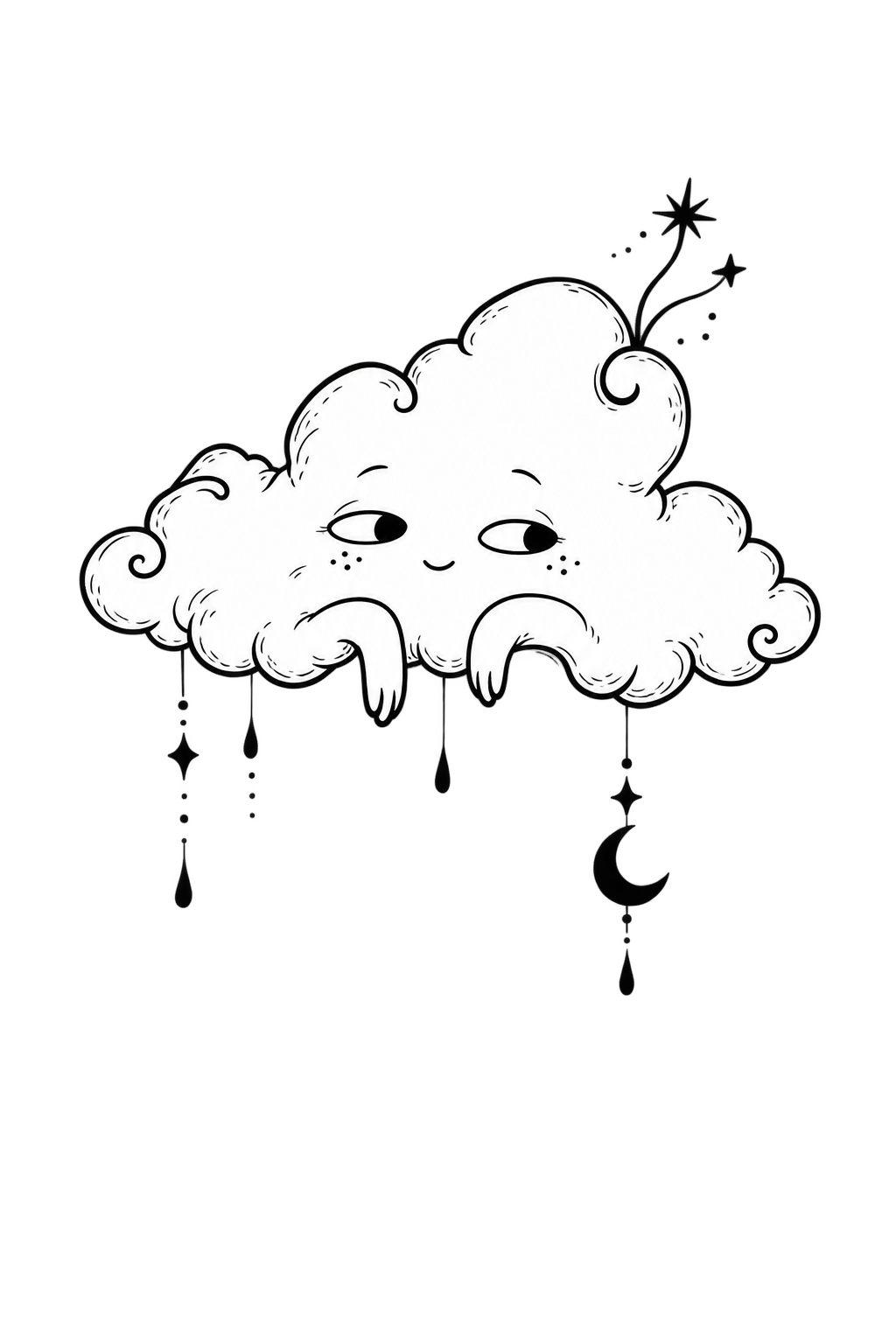 funny small tattoos idea: quirky cloud