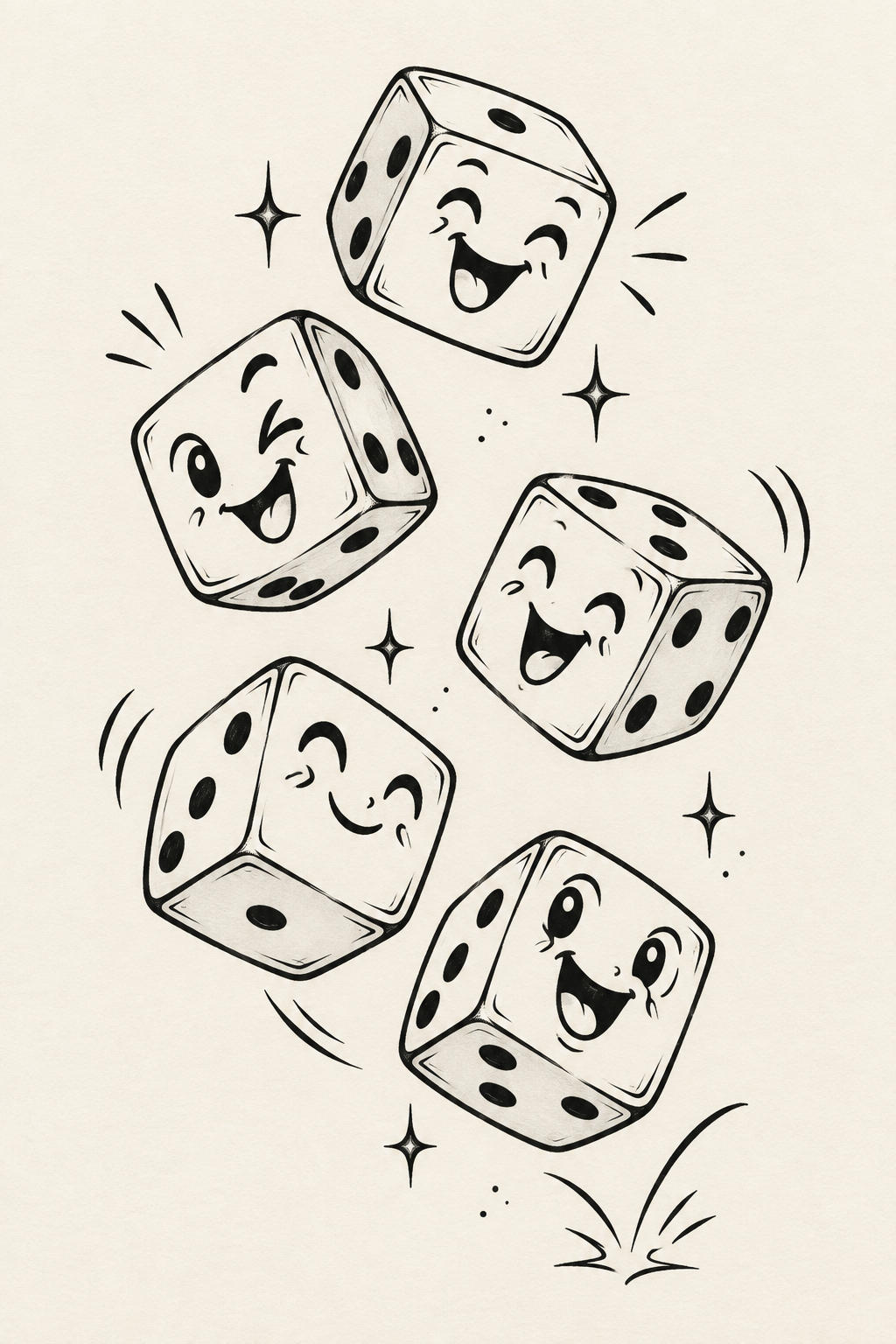 funny small tattoos idea: happy dice
