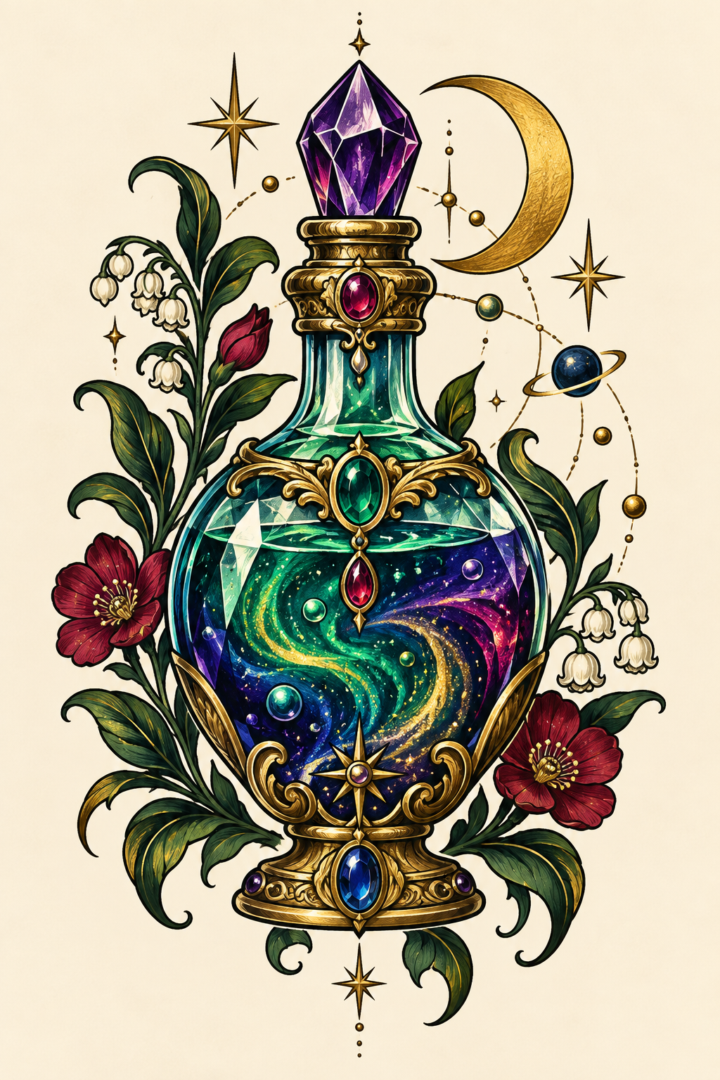 Constellation label potion bottle tattoo ideas