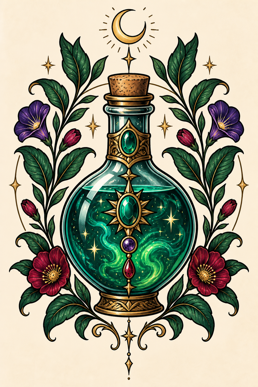 Gothic apothecary potion bottle tattoo ideas