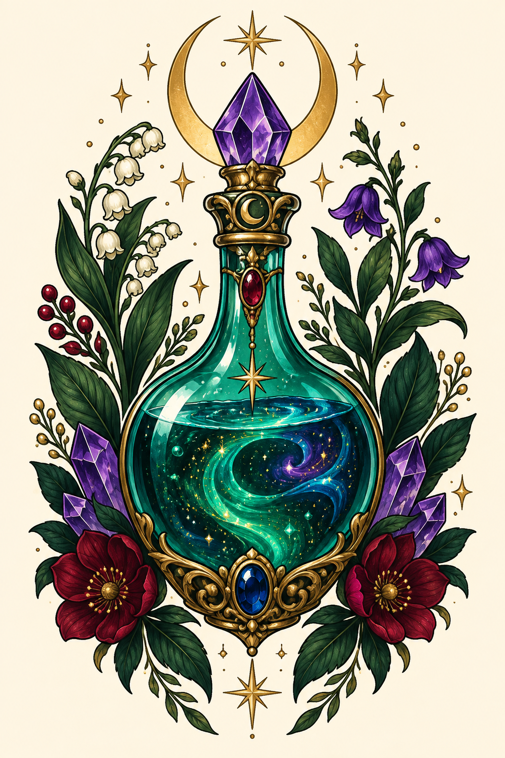 Star-capped flask potion bottle tattoo ideas