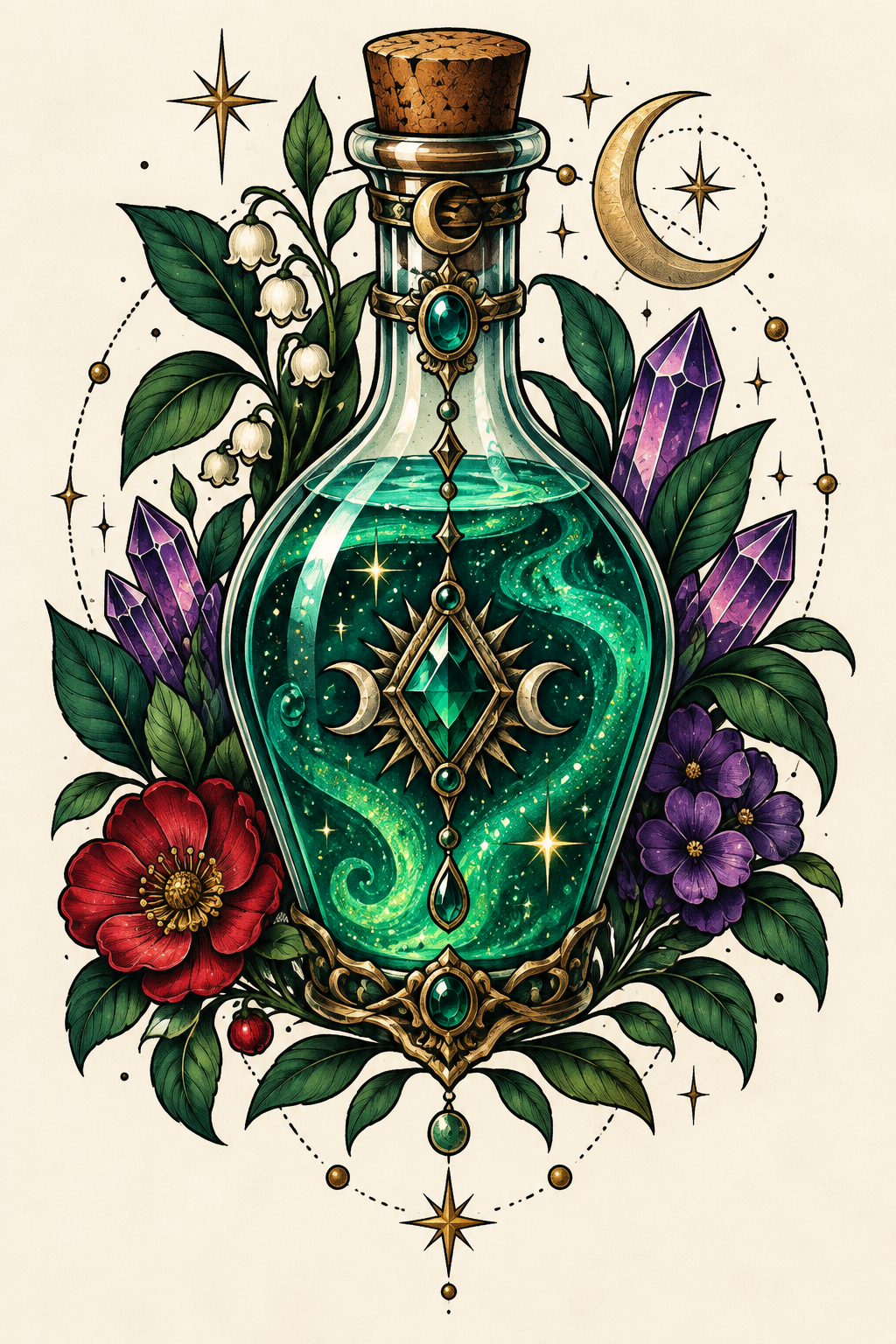 Minimal outline vial potion bottle tattoo ideas