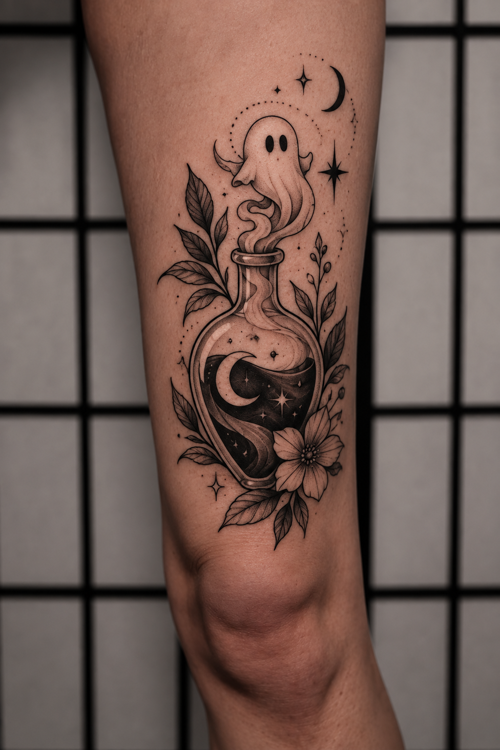 Ghost Bottle potion bottle tattoo idea