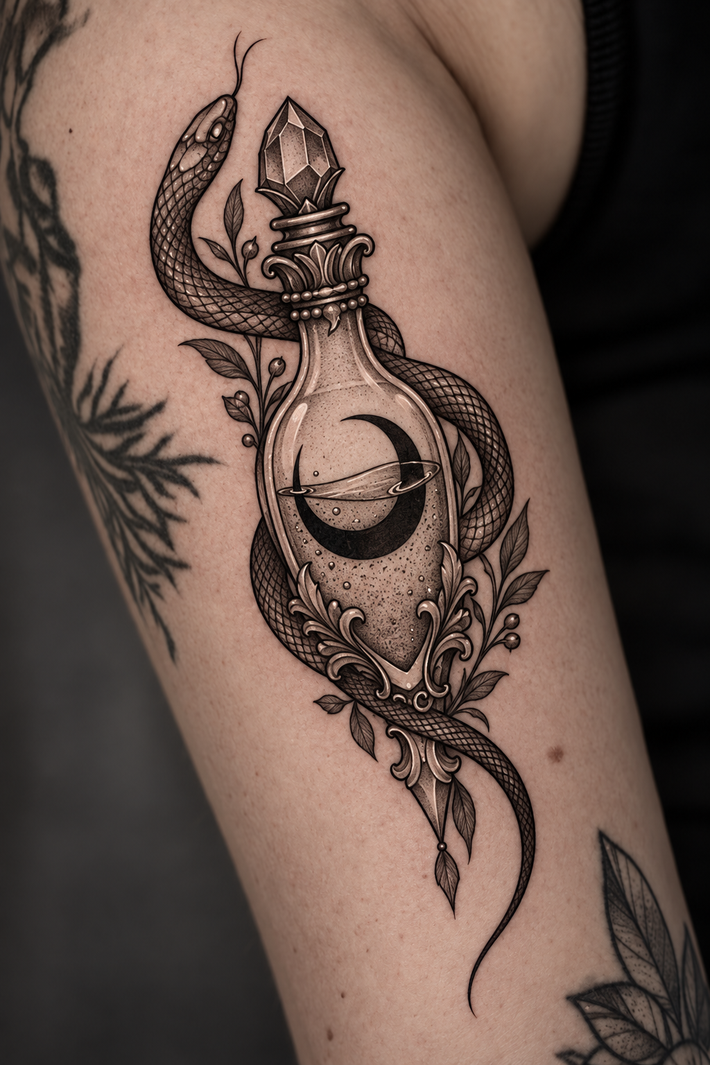 Snake Bottle potion bottle tattoo idea