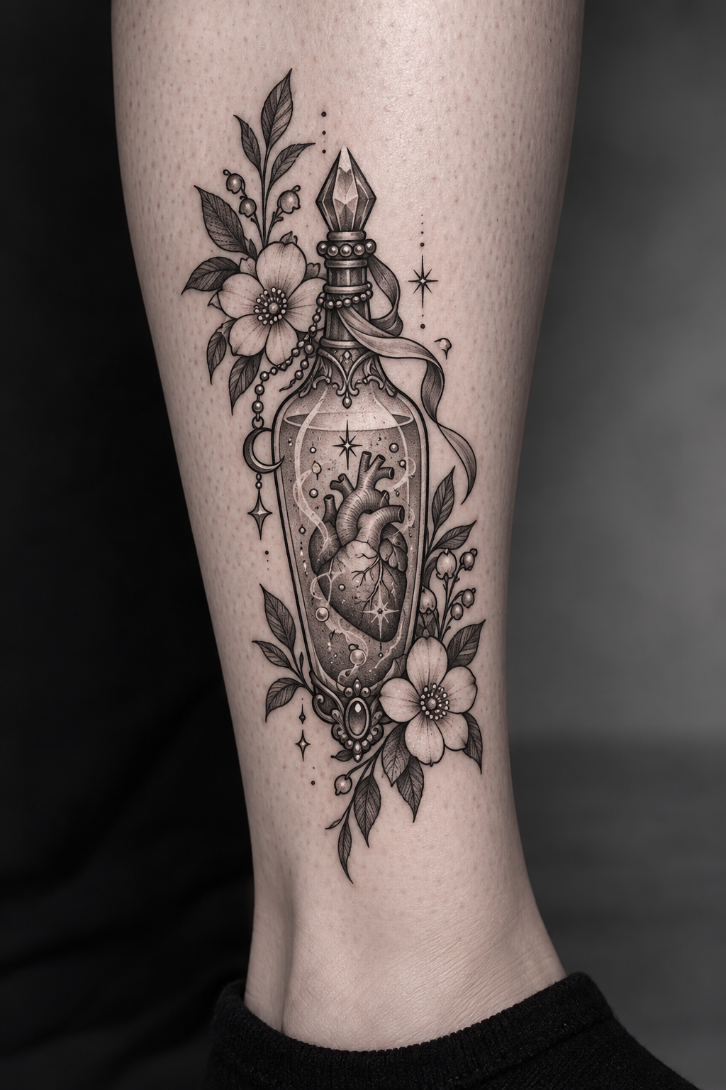 Heart Spell Bottle potion bottle tattoo idea